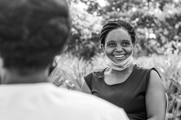 “I smile when I am with my fellow women in the support group. I wish all young women in my community had the opportunity to be part of a space where their mental health and emotional well-being needs are met.” Rita Tusiime, a young mother of three.