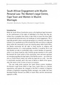 Image of South African Engagement with Muslim Personal Law: The Women’s Legal Centre, Cape Town and Women in Muslim Marriages