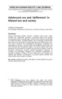 Image of Adolescent Sex and ‘Defilement’ in Malawi Law and Society