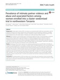 Image of Prevalence of Intimate Partner Violence and Abuse and Associated Factors among Women Enrolled into a Cluster randomised Trial in Northwestern Tanzania