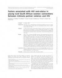 Image of Factors associated with HIV sero-status in young rural South African women: connections between intimate partner violence and HIV