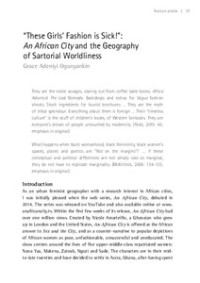 Image of “These Girls’ Fashion is Sick!”: An African City and the Geography of Sartorial Worldliness