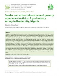 Image of Gender and urban infrastructural poverty experience in Africa: A preliminary survey in Ibadan city, Nigeria