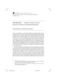 Image of Introduction — Academic Freedom in Africa: Between Local Powers and International Donors